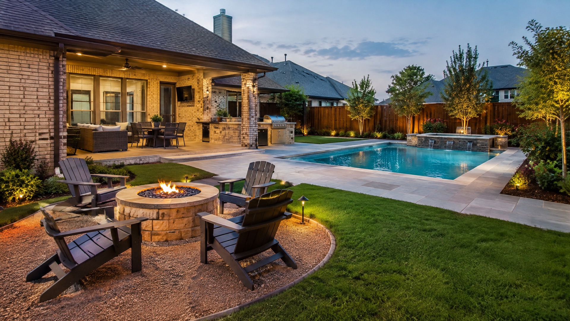 Complete backyard landscape and outdoor living design in Dallas